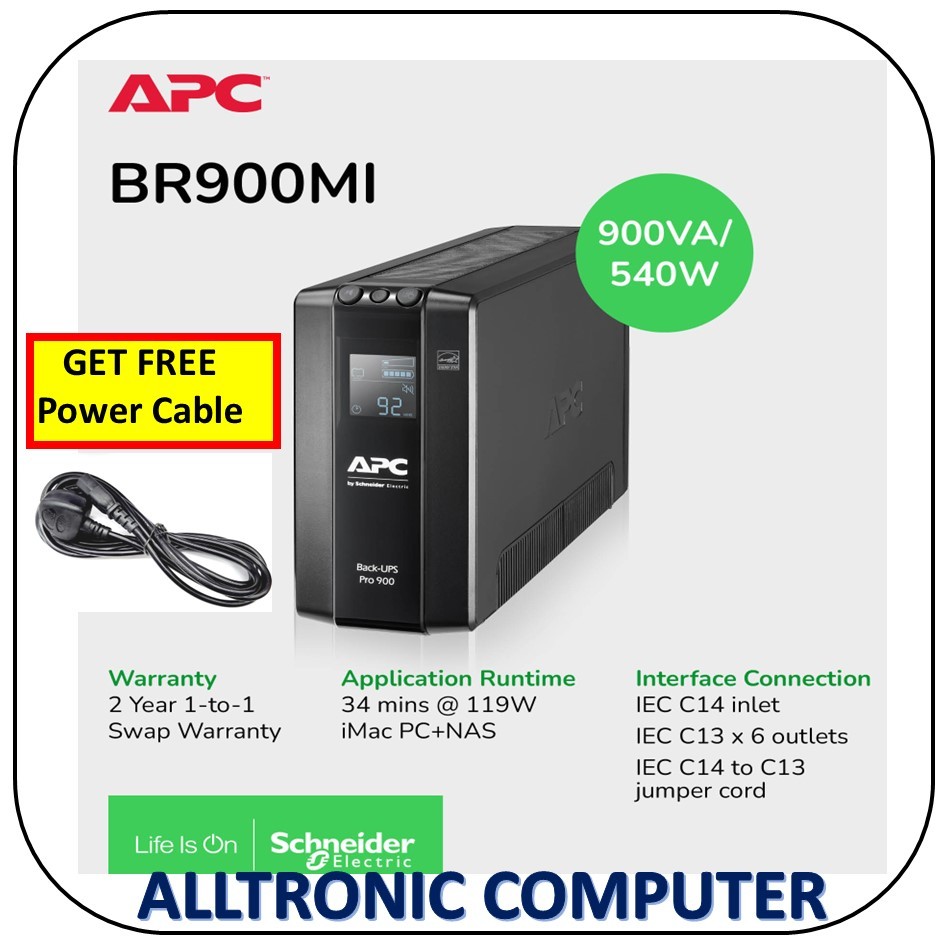 Get Free Power Cable Apc Br Mi Back Ups Pro Br Va W