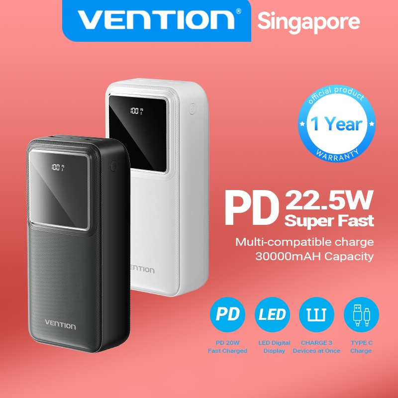 Vention Power Bank Fast Charging Digital Display Powerbank Mah