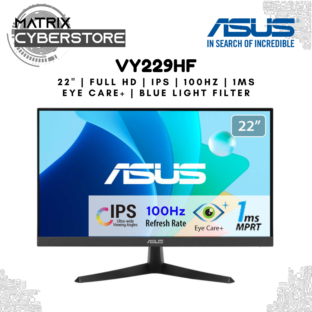 New Asus Vy Hf Eye Care Gaming Monitor Full Hd Ips