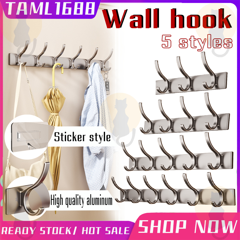 Sg Ready Stock No Drill Heavy Duty Wall Hook Door Hooks Clothes