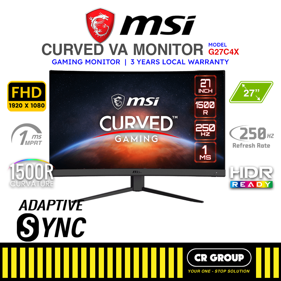 MSI Optix G27C4X 27 Full HD VA Curved Gaming Monitor 250Hz Refresh