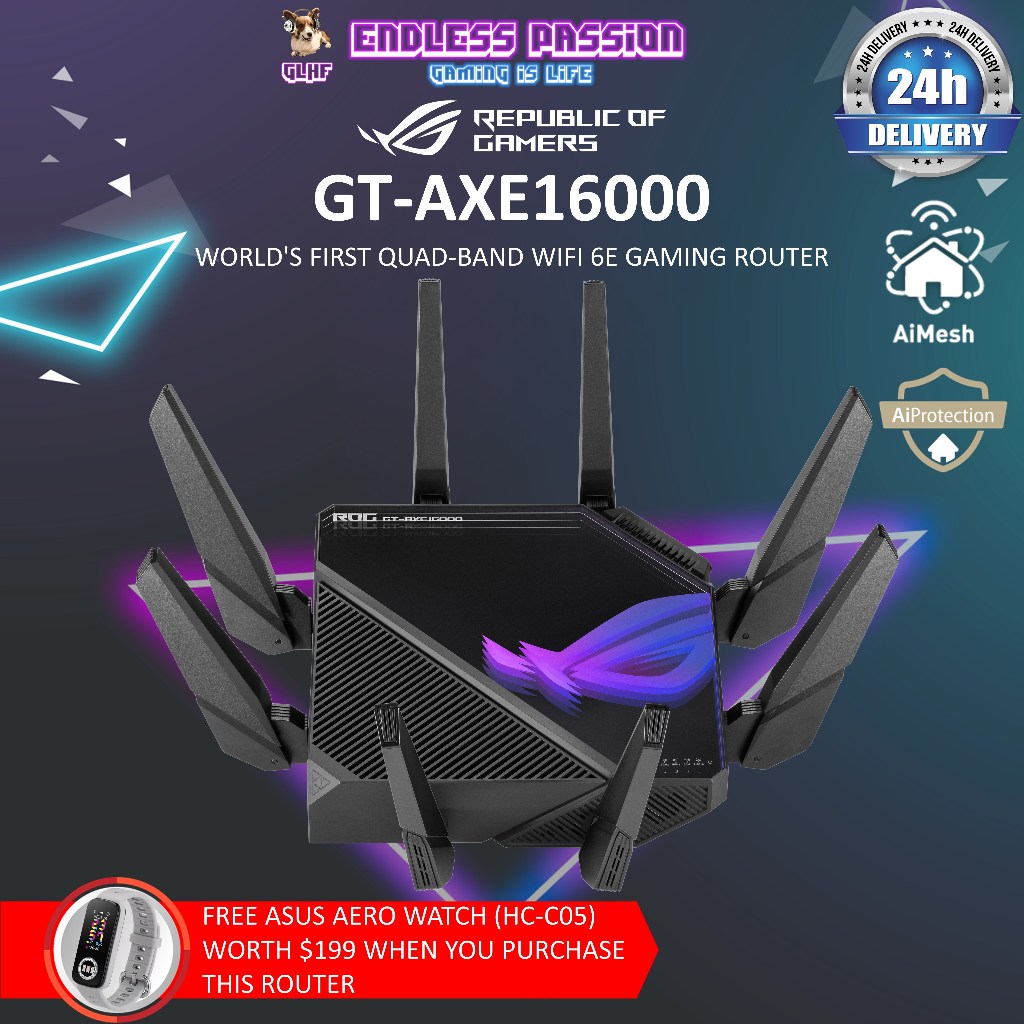 Asus ROG GT AXE16000 Quad Band WIFI 6E Gaming Router Shopee Singapore