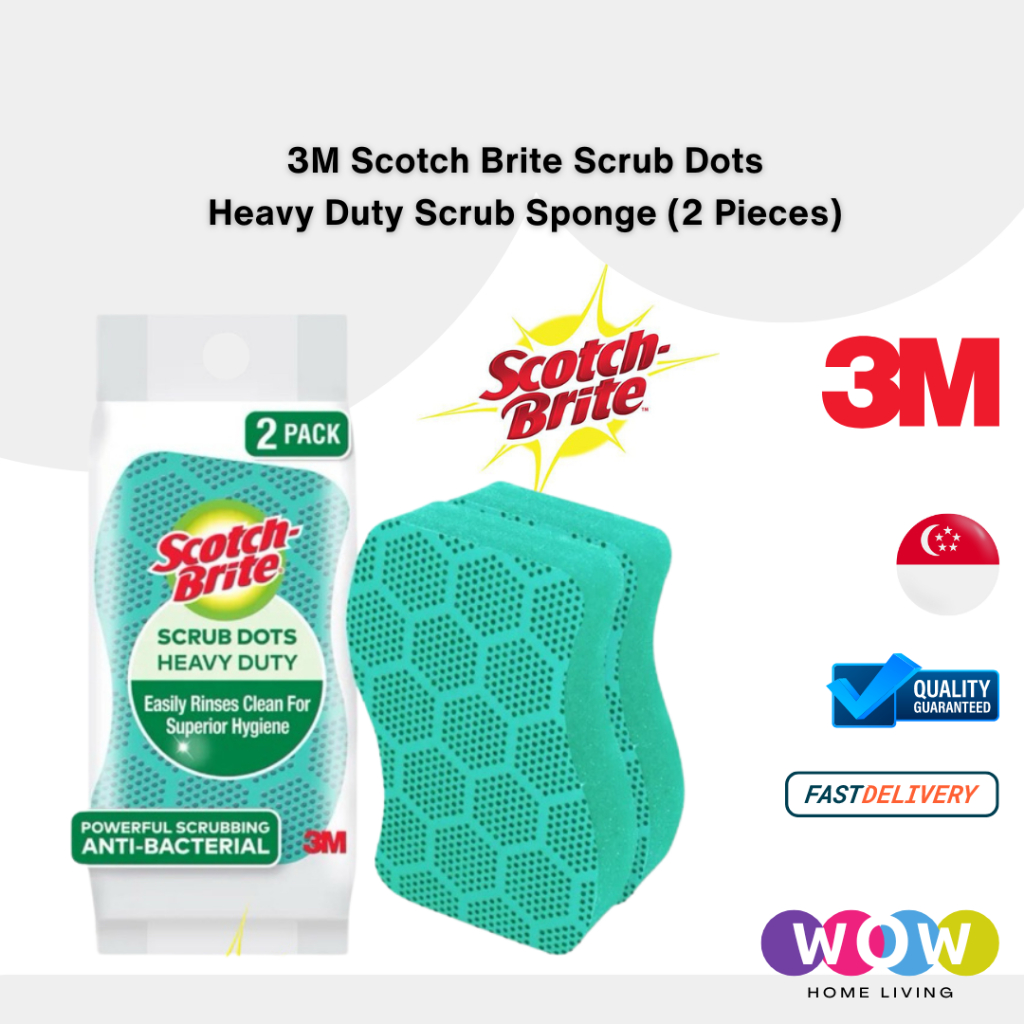 M Scotch Brite Scrub Dots Heavy Duty Scrub Sponge Pieces Pack