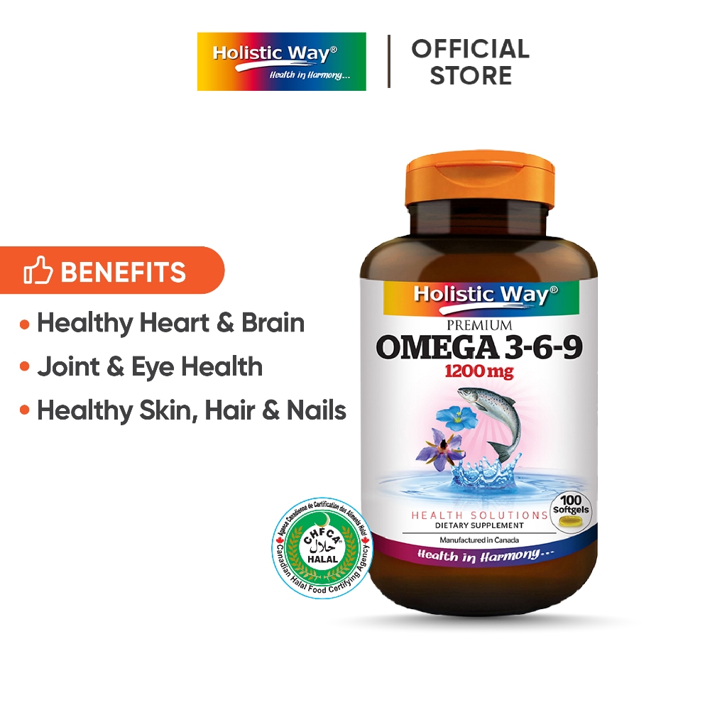 Holistic Way Premium Fish Oil Omega 3 6 9 1200mg 100 Softgels