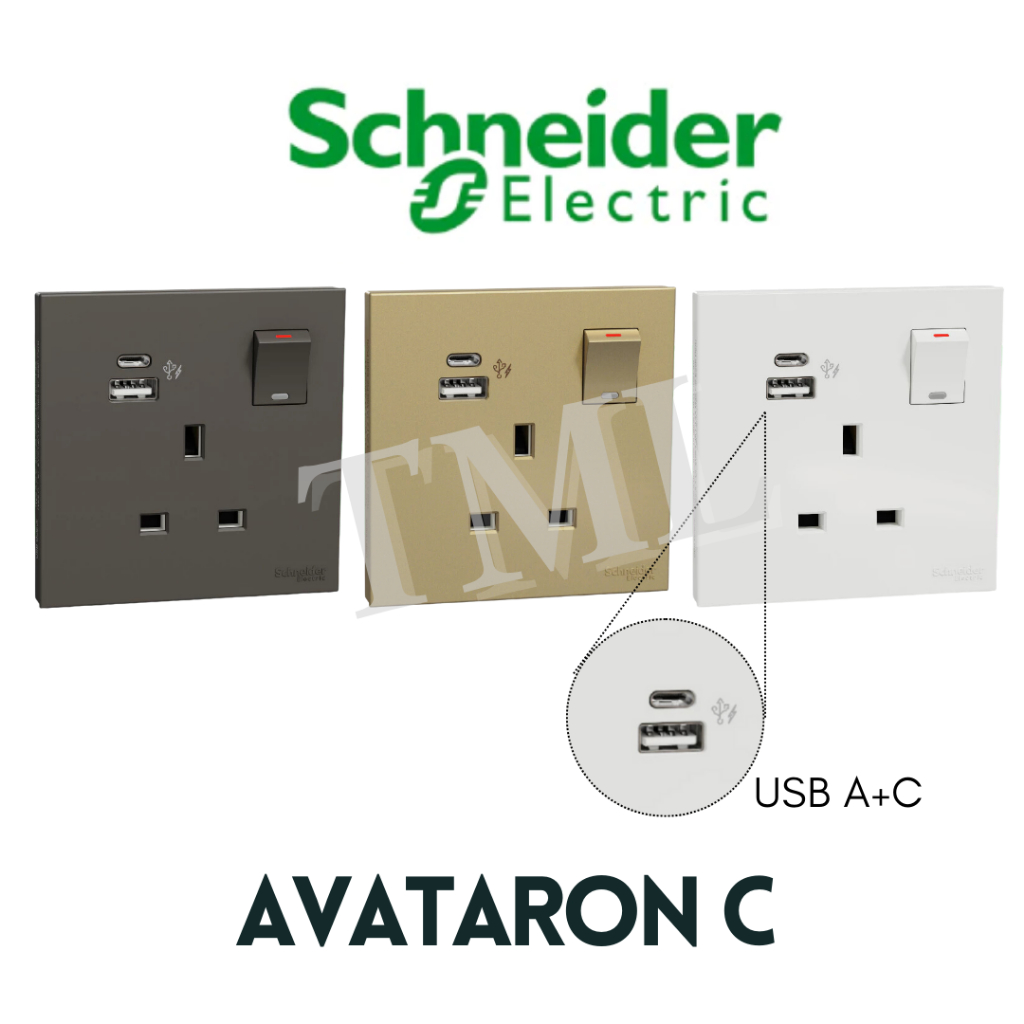 Schneider Avataron C A Single Socket With Usb A Usb C Wine Gold