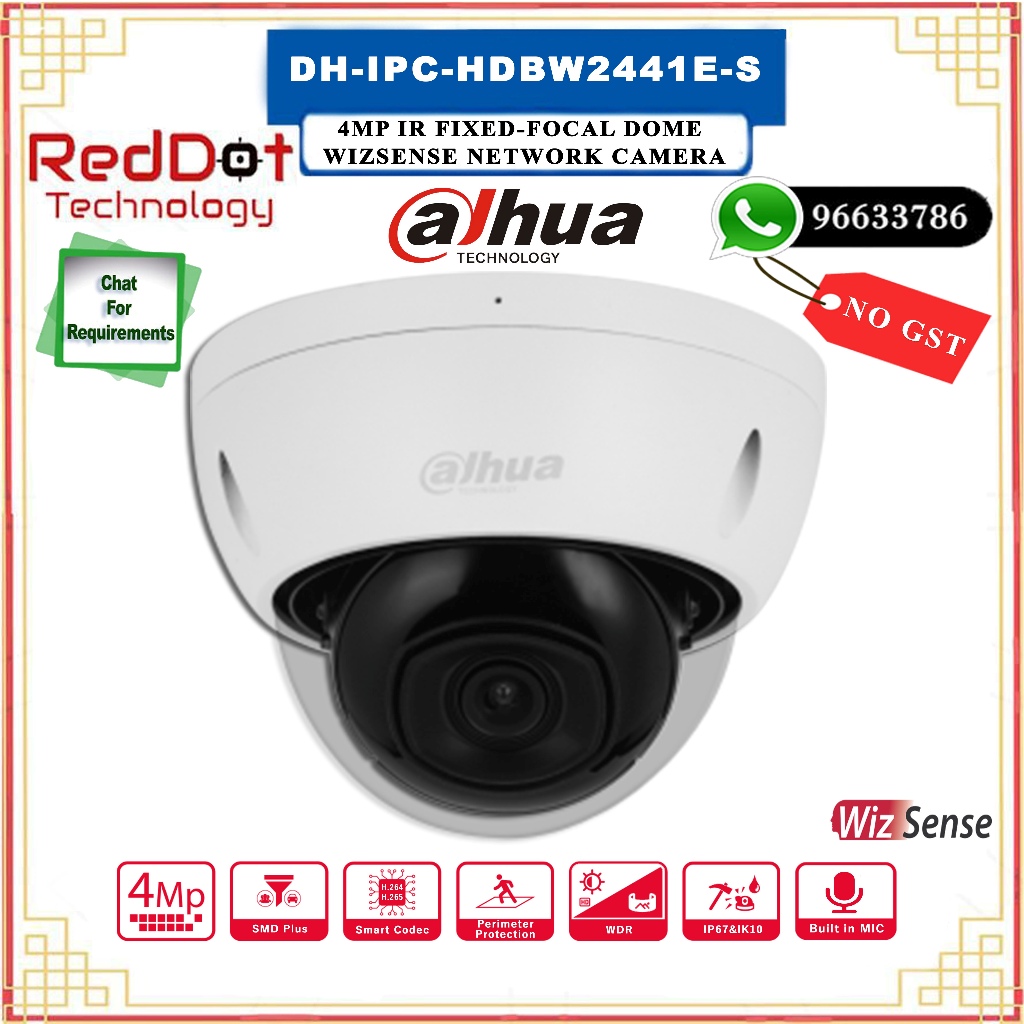 Dahua Dh Ipc Hdbw E S Mp Ir Fixed Focal Dome Wizsense Network