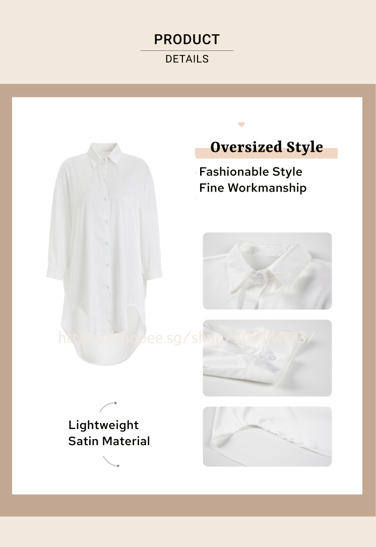 Sg Stock Fumiko Boyfriend Shirt Satin Smooth Plus Size Lingerie Sexy