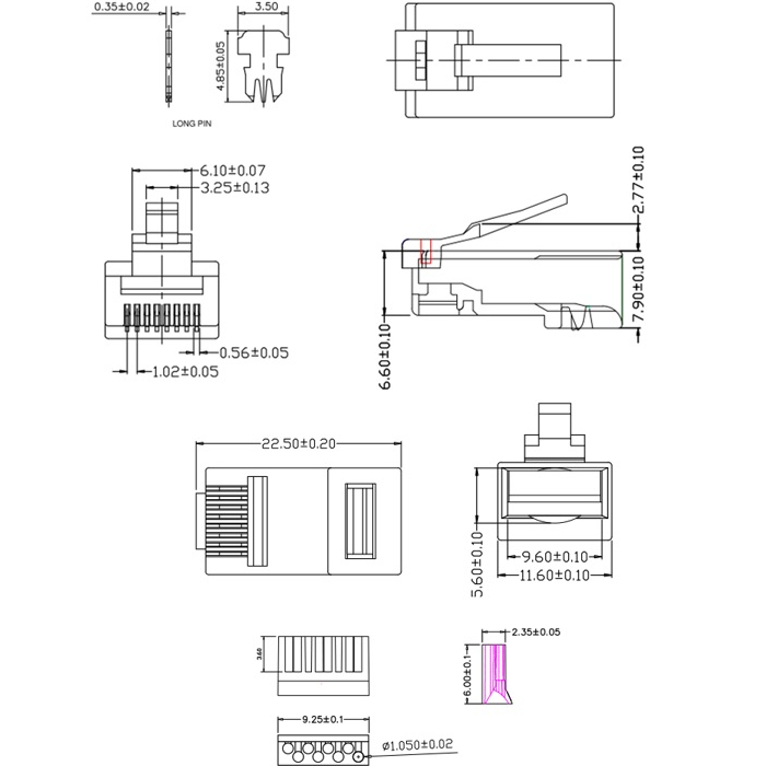 ATZ RJ45 Cat 6 Cat 6A Unshielded Shielded With Loadbar LB Pass