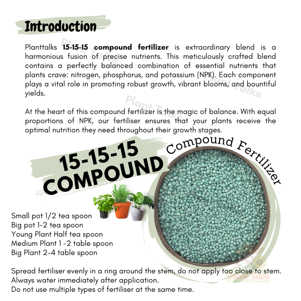 Plant Talks NPK 15 15 15 Compound Fertilizer Water Soluble Suitable For