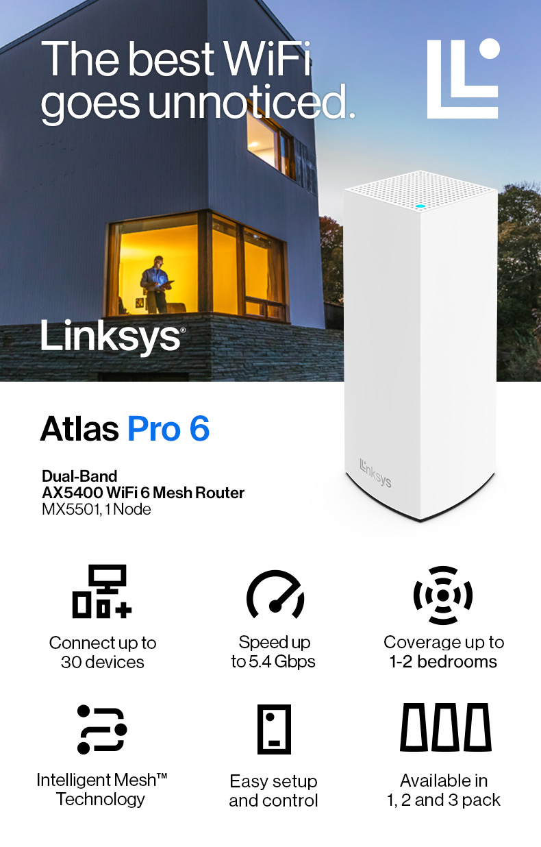 Linksys Atlas Pro Ax Dual Band Mesh Wifi Router Mx