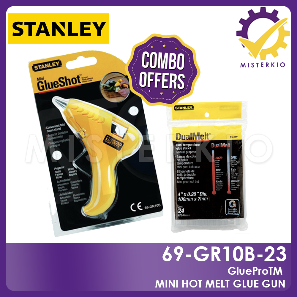 Stanley 15W GlueProTM Mini Hot Melt Glue Gun With 24 Glue Stick Combo