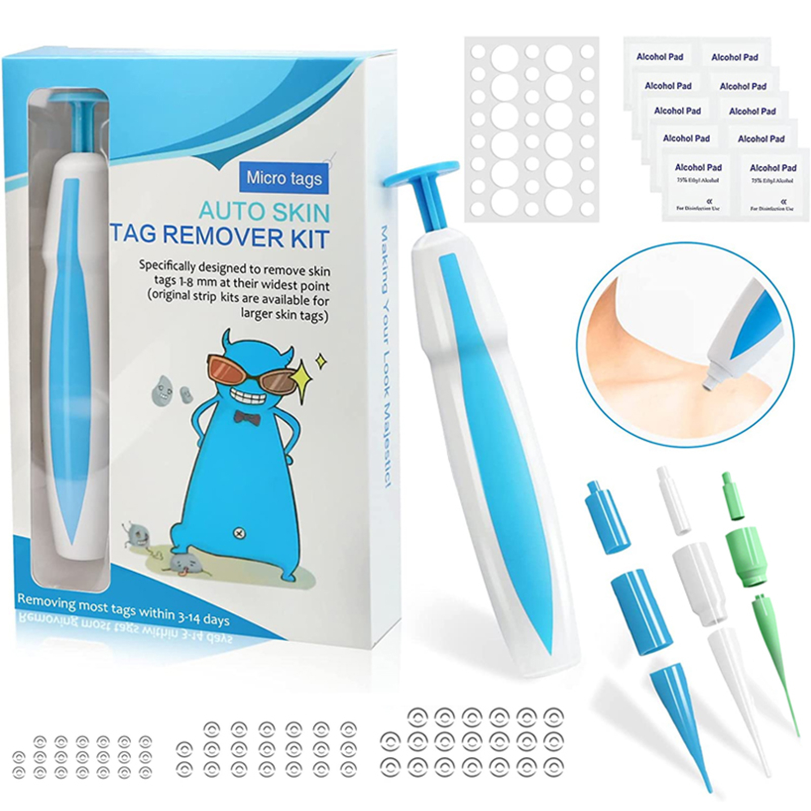 Painless Auto Skin Tag Mole Wart Removal Kit Cleaning Tools Face Skin