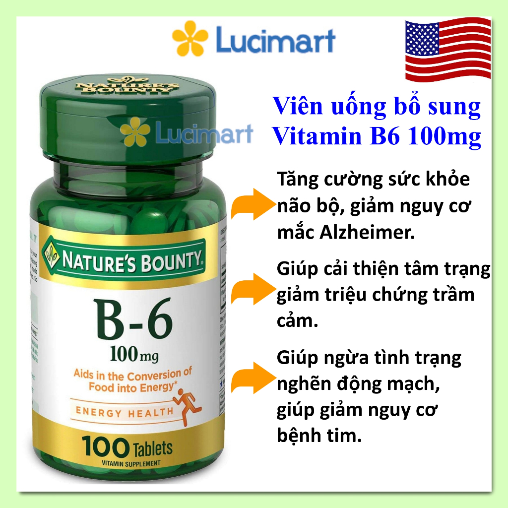 Nature S Bounty Vitamin B6 100mg Oral Tablet With 100 Capsules Us