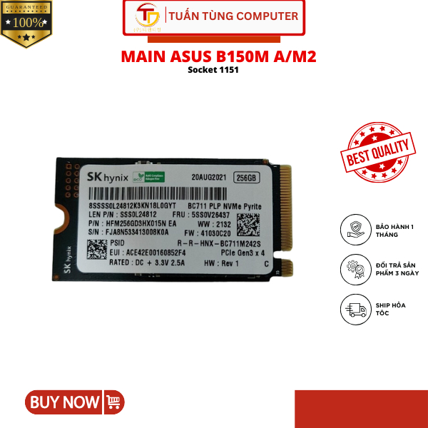 Ssd 256GB SK Hynix BC711 M 2 2242 PCIe NVMe Gen 3x4 Genuine Computer