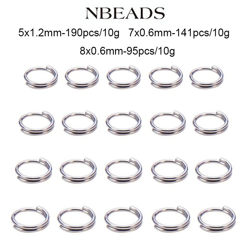 Nbeads 10g 5/6/7/8mm Stainless Steel Double Loops Jump Rings for ...