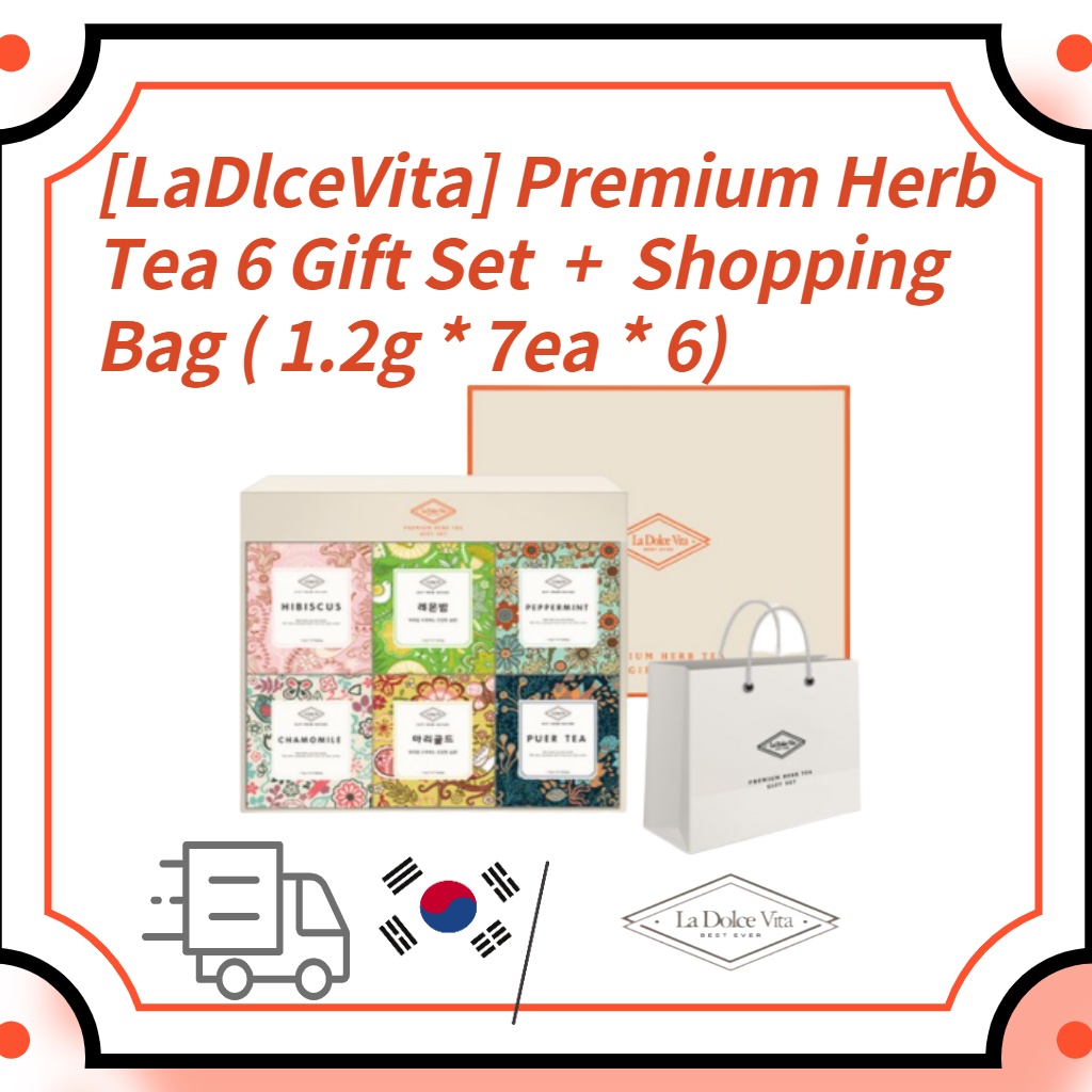 [LaDlceVita] Premium Herb Tea 6 Gift Set + Shopping Bag 50.4g (Hibiscus ...