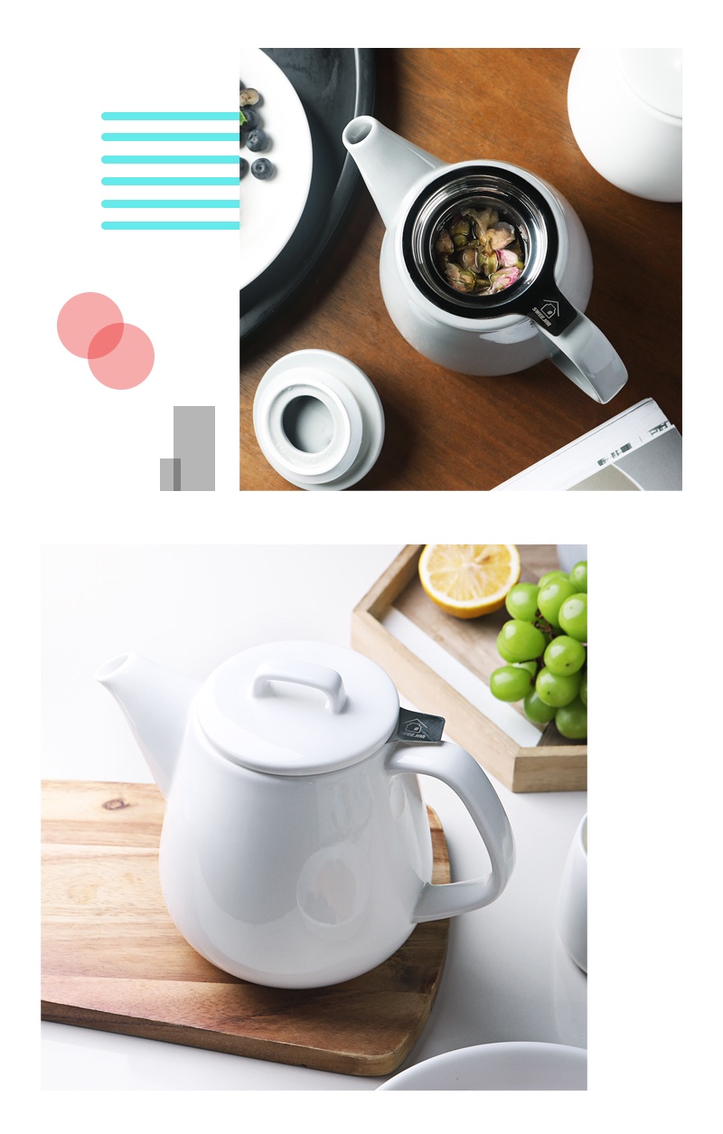 【Local Shipping】SWEEJAR 1180ML Ceramic Teapot with Stainless Steel