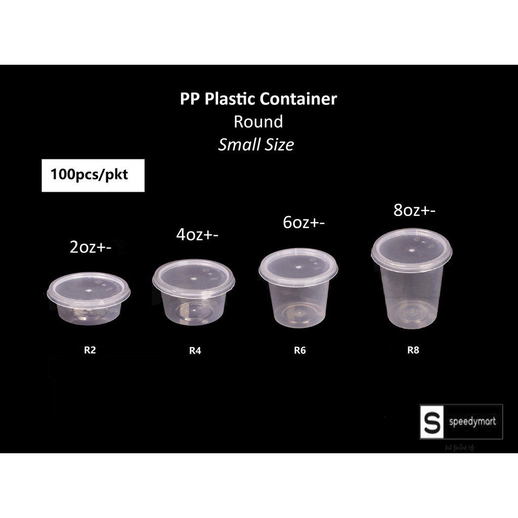 100pcs 2oz 4oz 6oz 8oz - Small Size Round Container with Cover ...