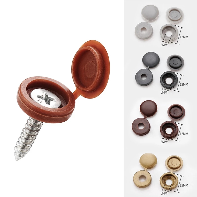 100pcs/set Plastic Hinged Screw Guard Cover / Furniture Button Nuts Button Folding Protective Cap / Exterior Decor Hardware Household Accessories