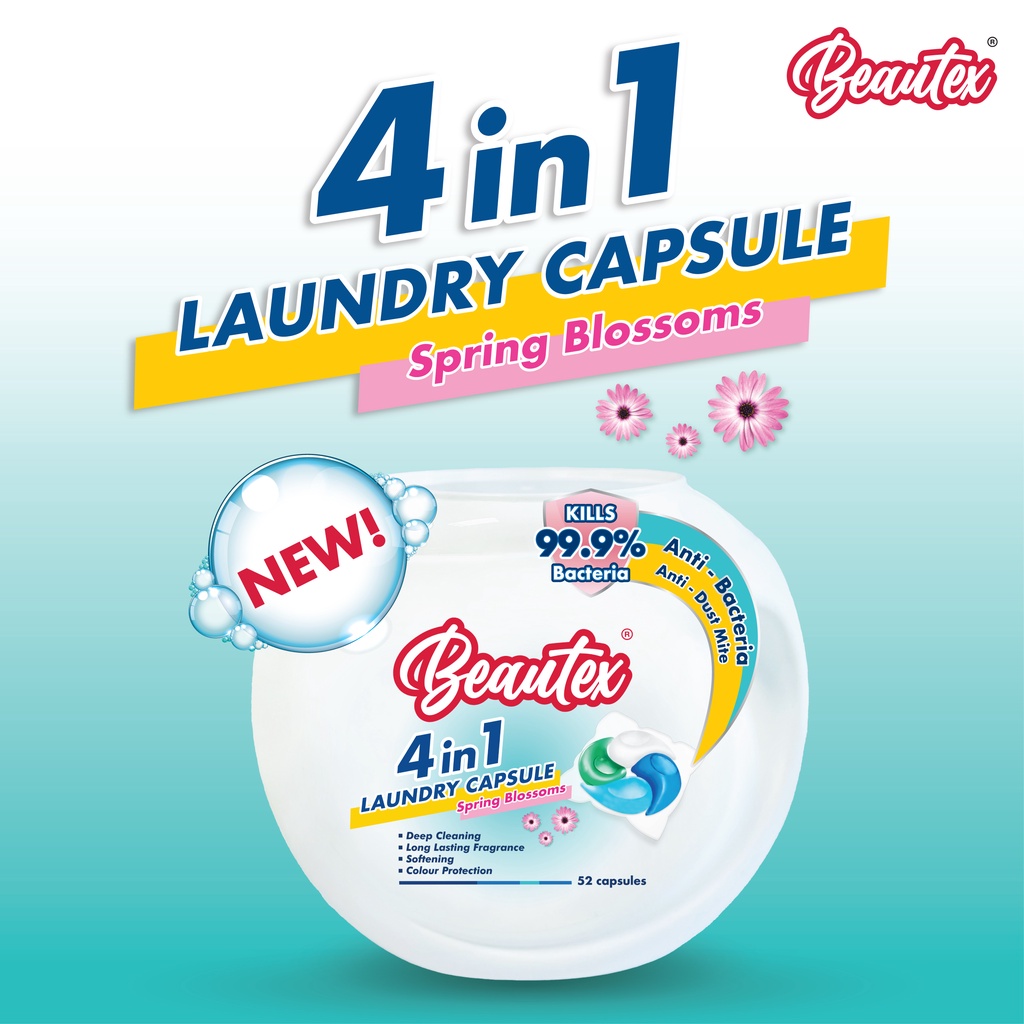 Beautex 4 in 1 Antibacterial & Anti Dust mite Laundry Capsule Shopee Singapore