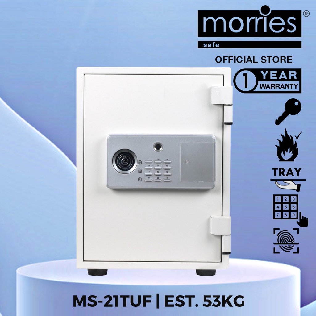 Morries MS21TUF [MS21TUF] Biometric Digital Fire Resistant Safe Box White Shopee Singapore