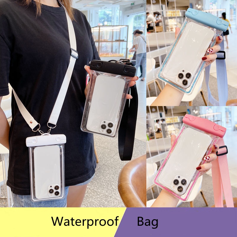 Universal Mobile Phone Waterproof Bag Hanging Neck Dust Bag Beach Diving Swimming Touch Screen 3966