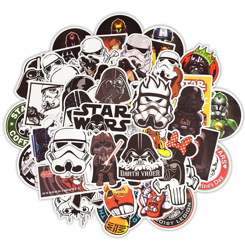 50 Pcs Star Wars Stickers DIY Creative Graffiti Sticker For Skateboard ...
