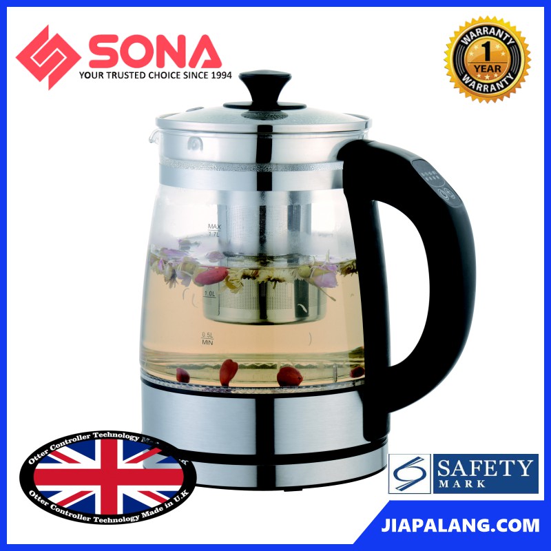 SONA 1.7L Electric Glass Kettle SGK 5080 Shopee Singapore