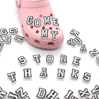 New Arrival 1Pcs English Letters PVC Pink Garden Shoe Charms Sandals  Accessories Simple Shoe Buckle Fit Croc Jibz Charm