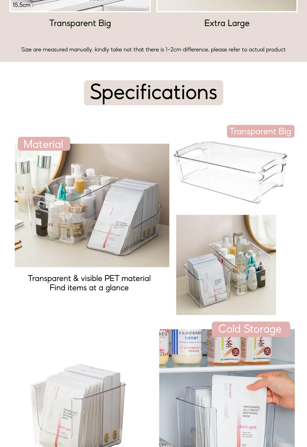 Acrylic Transparent Mask Storage Box Cosmetics Organiser Bathroom Racks ...