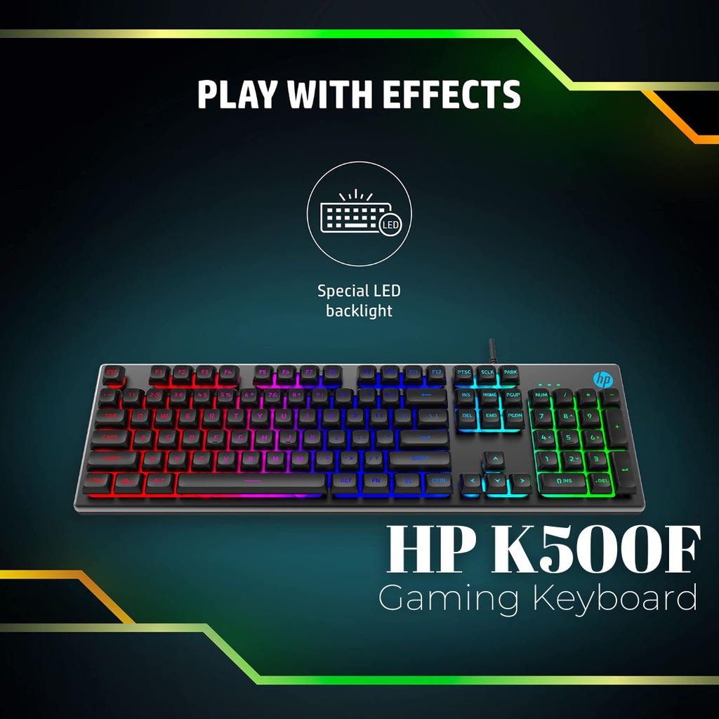 HP K500F Wired Membrane Led Backlit Gaming Keyboard Shopee Singapore
