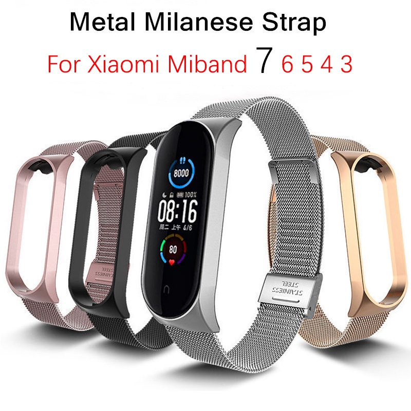 Milanese Loop Strap For Xiaomi Mi Band 7 6 5 4 stainless steel watch belt  Correa Miband4 Bracelet on mi band 4 6 5 3 7 pro Bands