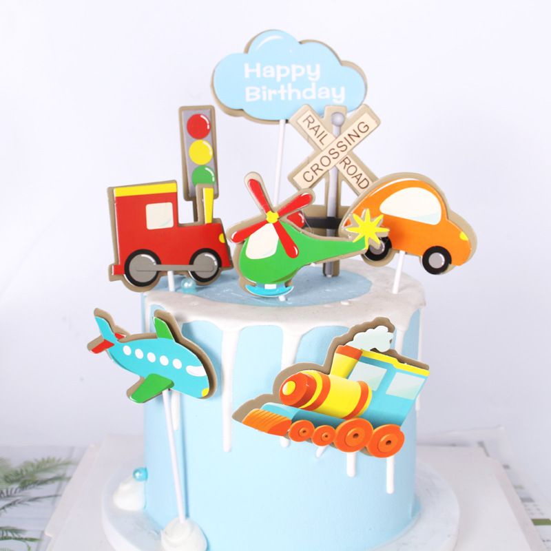 Transport character cake topper, happy birthday cake topper | Shopee ...