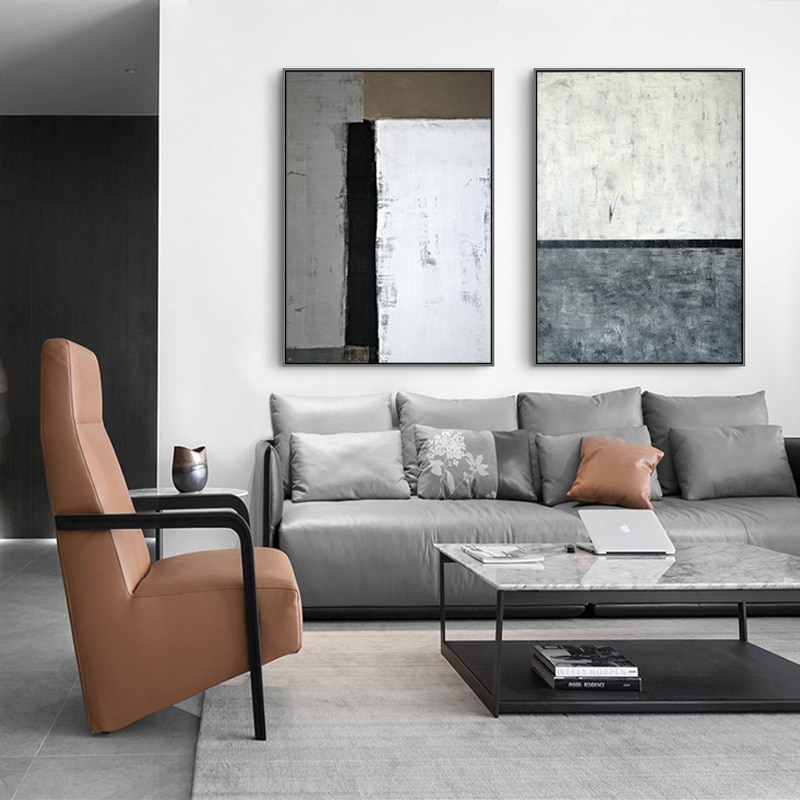 Nordic Black White grey wall art Canvas Painting Prints Abstract line