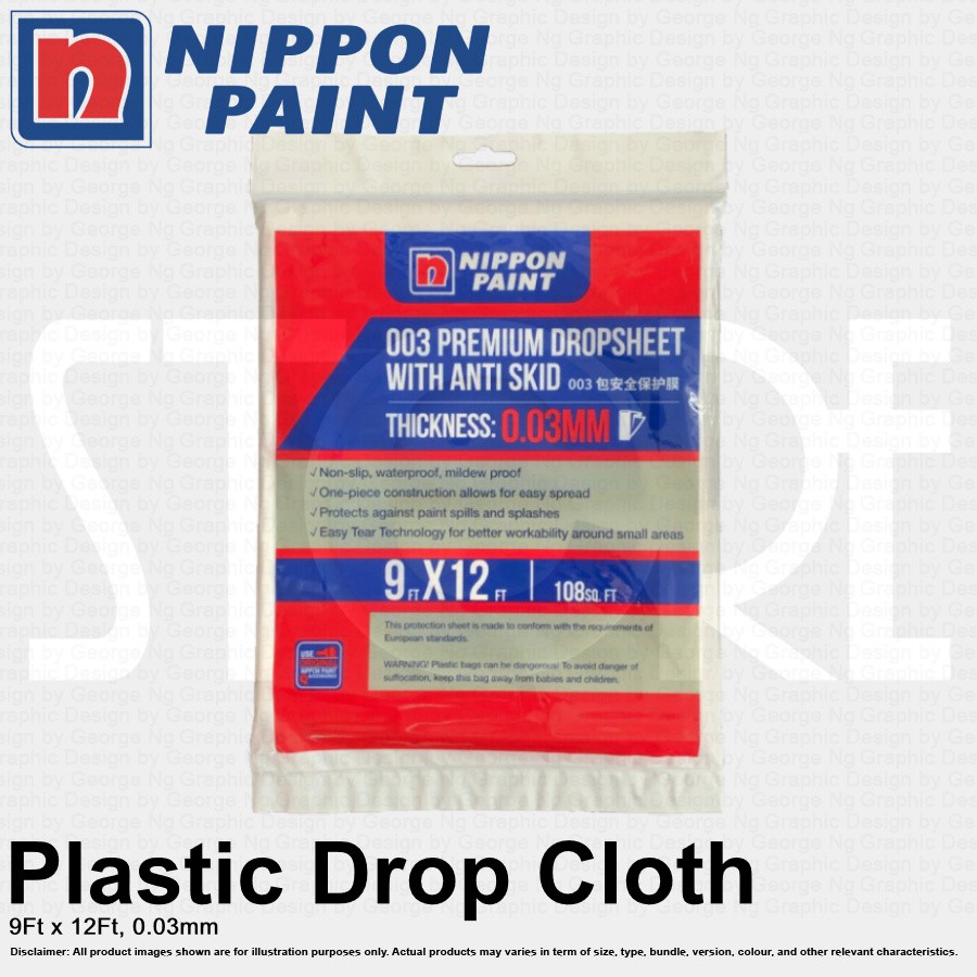 Dulux/Nippon Brand Premium Plastic Drop Cloth 9ft x 12 ft (108 sq ft