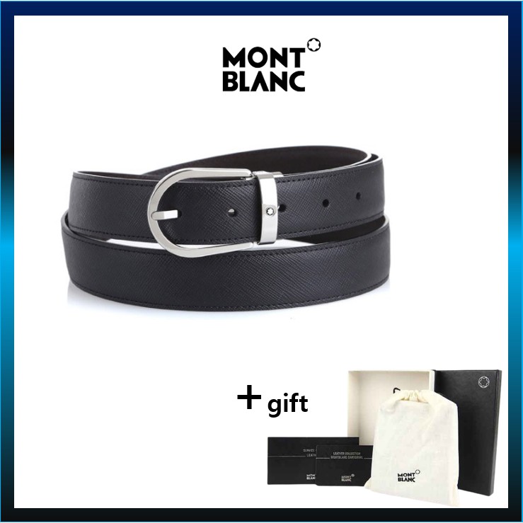 [Mont Blanc] Authentic Men's Palladium Double-Sided Belt 113834 + Gift ...