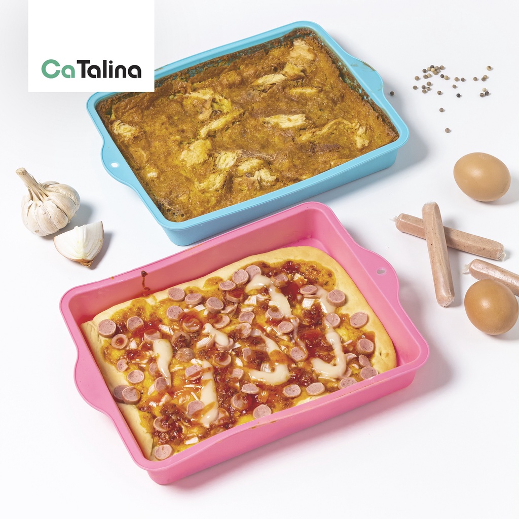 Loyang Kue Silikon Persegi Pink Biru Anti Lengket Tahan Panas Baking Pan Silicone - Gambar 4