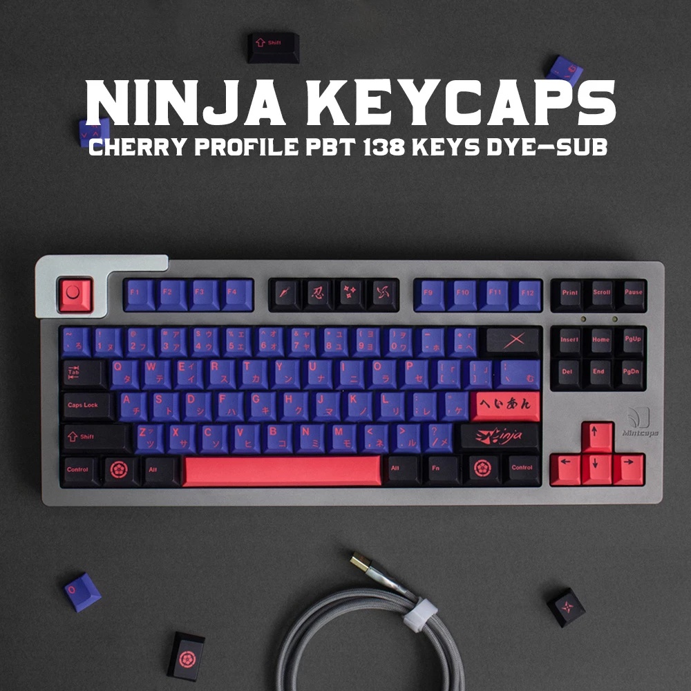 129 Keys Ninja Keycap Cherry Profile PBT Dye Sublimation Keycaps For