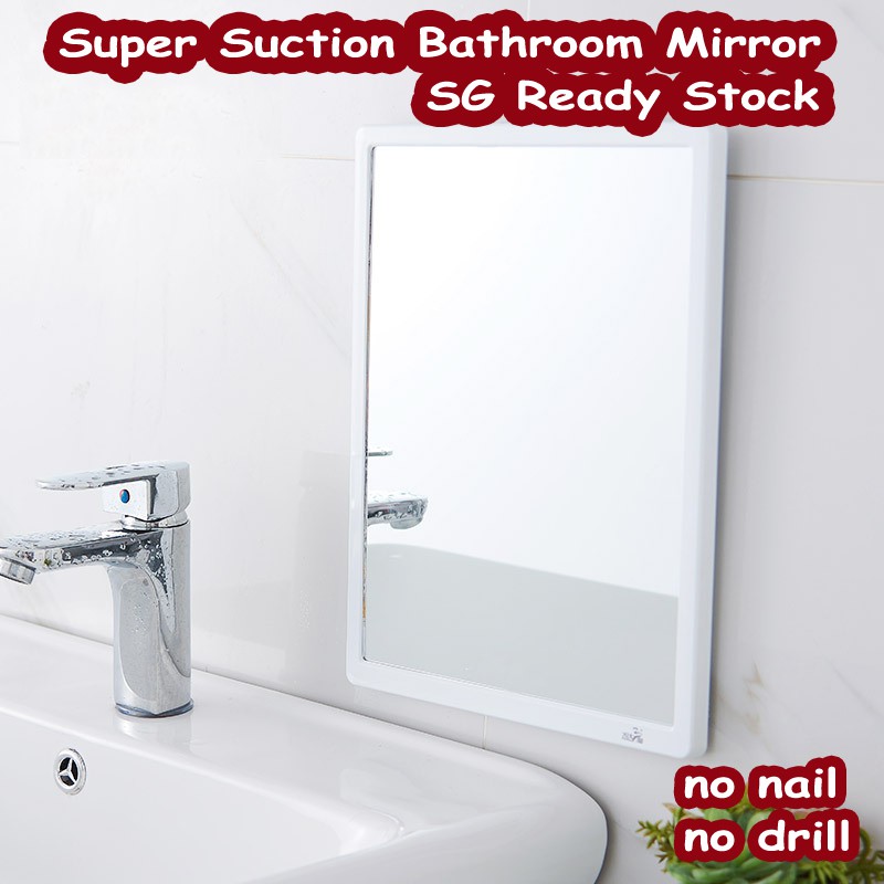 Art Living SG Stock Suction Type Mirror Square Mirror No Nail No Drill Mirror Bathroom Mirror ...