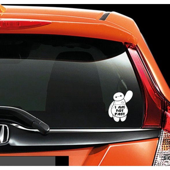 Cute Car Glass STICKER CUTTING STICKER BAYMAX Car I AM NOT FAST 15CM
