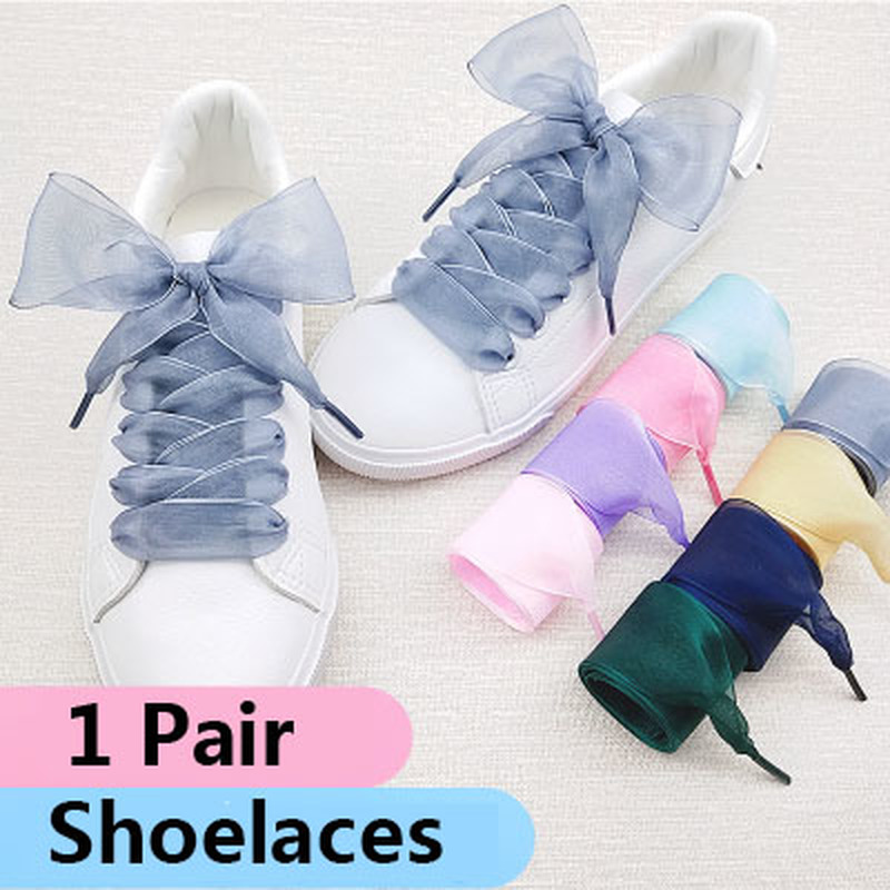 White deals ribbon shoelaces