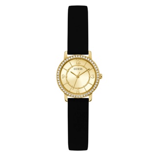 Guess black leather outlet strap women's watch 28mm