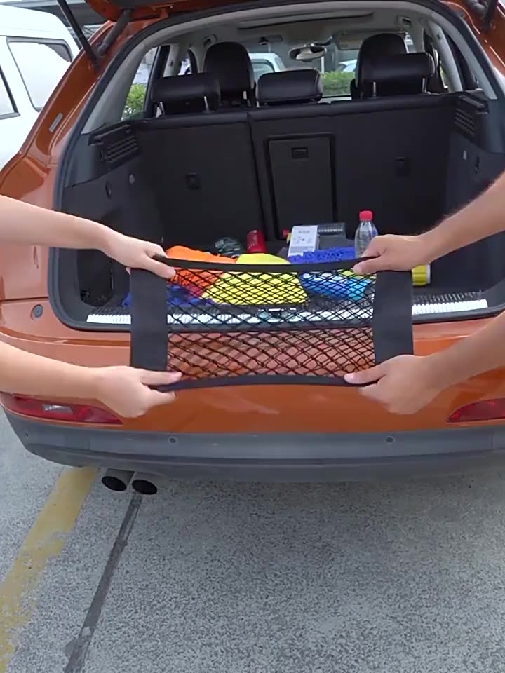 Allyn Car Back Rear Mesh Trunk Seat Elastic String Net Magic Sticker ...