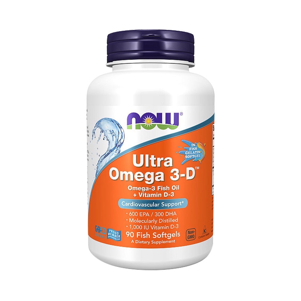 NOW Supplements, Ultra Omega 3D, Omega3 Fish Oil + Vitamin D3, Cardiovascular Support, 90