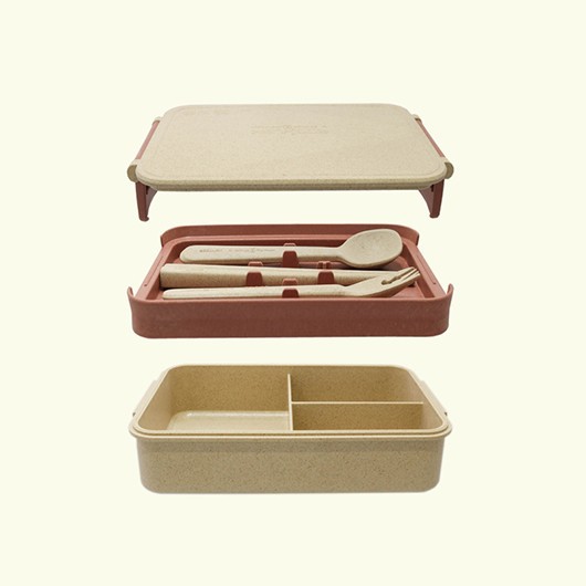 EcoHusk Rice Husk Eco Bento Lunch Box with Cutlery Set (M) | Shopee ...