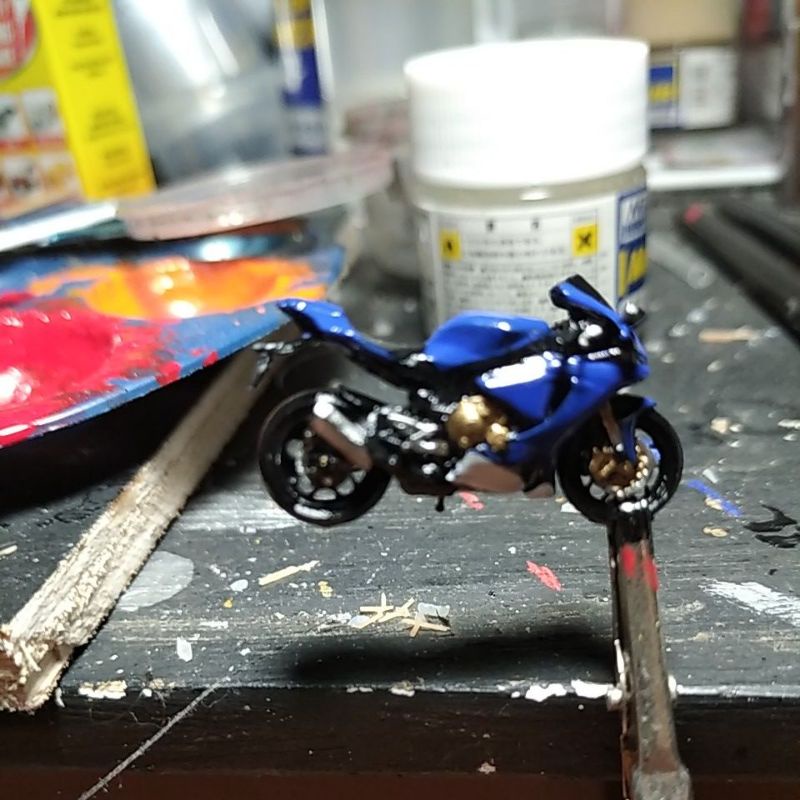Miniature figure 1/64 yamaha R1 Blue For diecast Scale 1:64 hotwheels ...