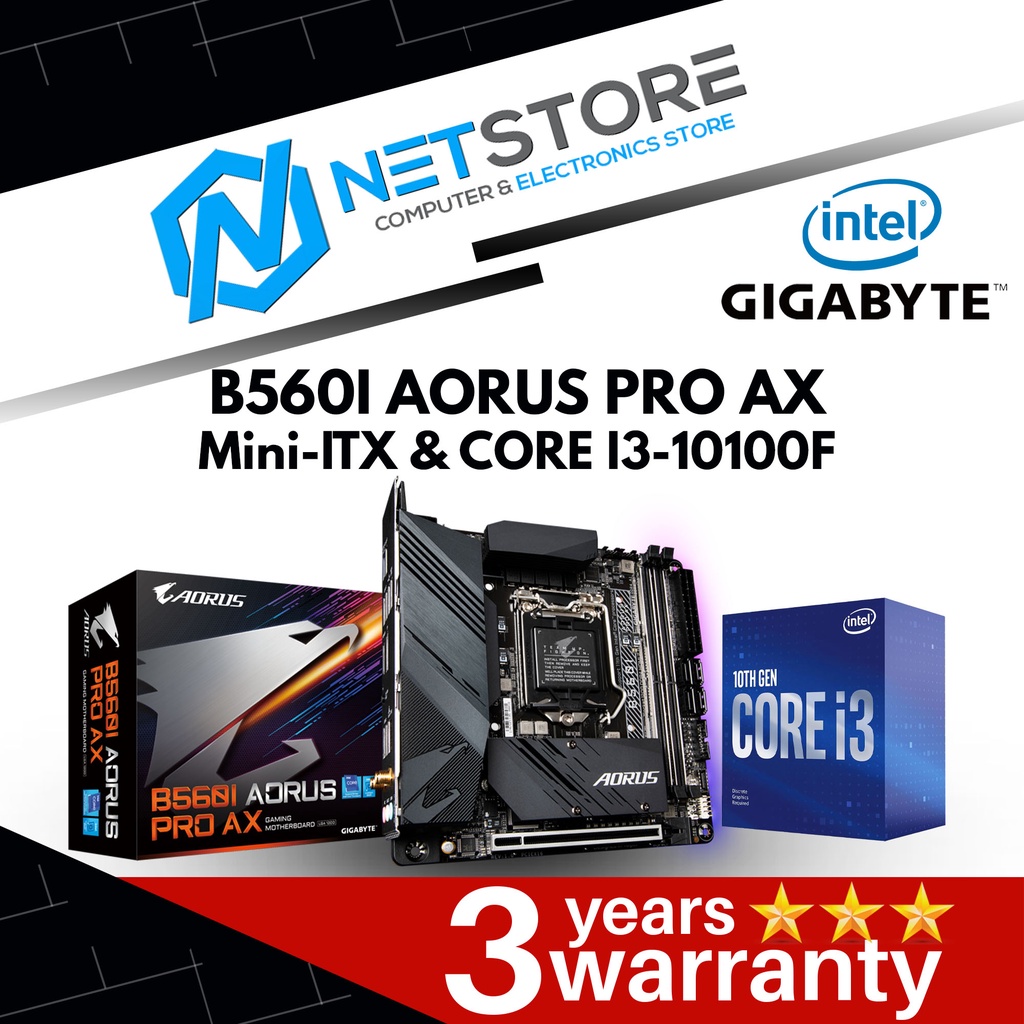 PWP GIGABYTE B560I AORUS PRO AX Mini-ITX & INTEL CORE I3-10100F ...