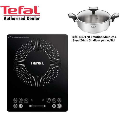 Tefal Everyday Slim Induction Hob IH2108 Black with FREE Tefal E30170 Emotion Stainless Steel 24cm Shallow pan w lid Shopee Singapore
