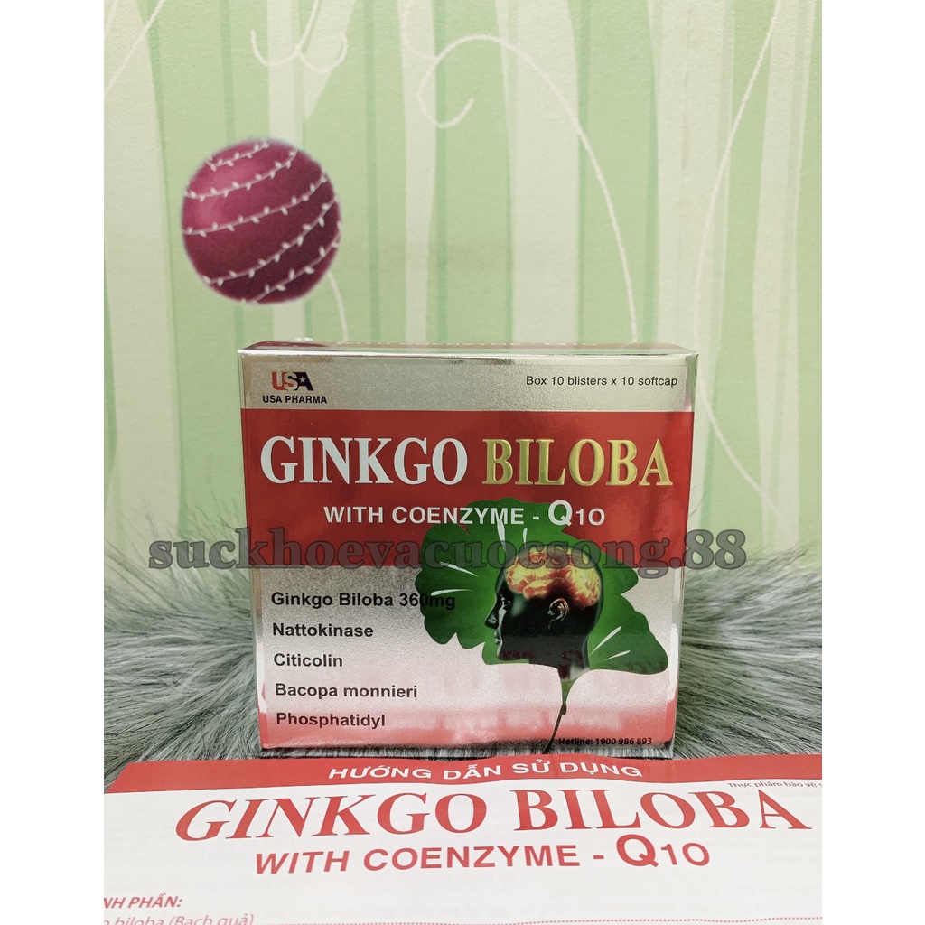 Ginkgo Biloba brain tonic with coenzyme Q10 (Box of 100 tablets