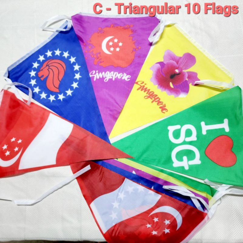 [NDP 02] [10 Flags/ 3.0 M] Singapore Hanging Flag Banner | National Day ...